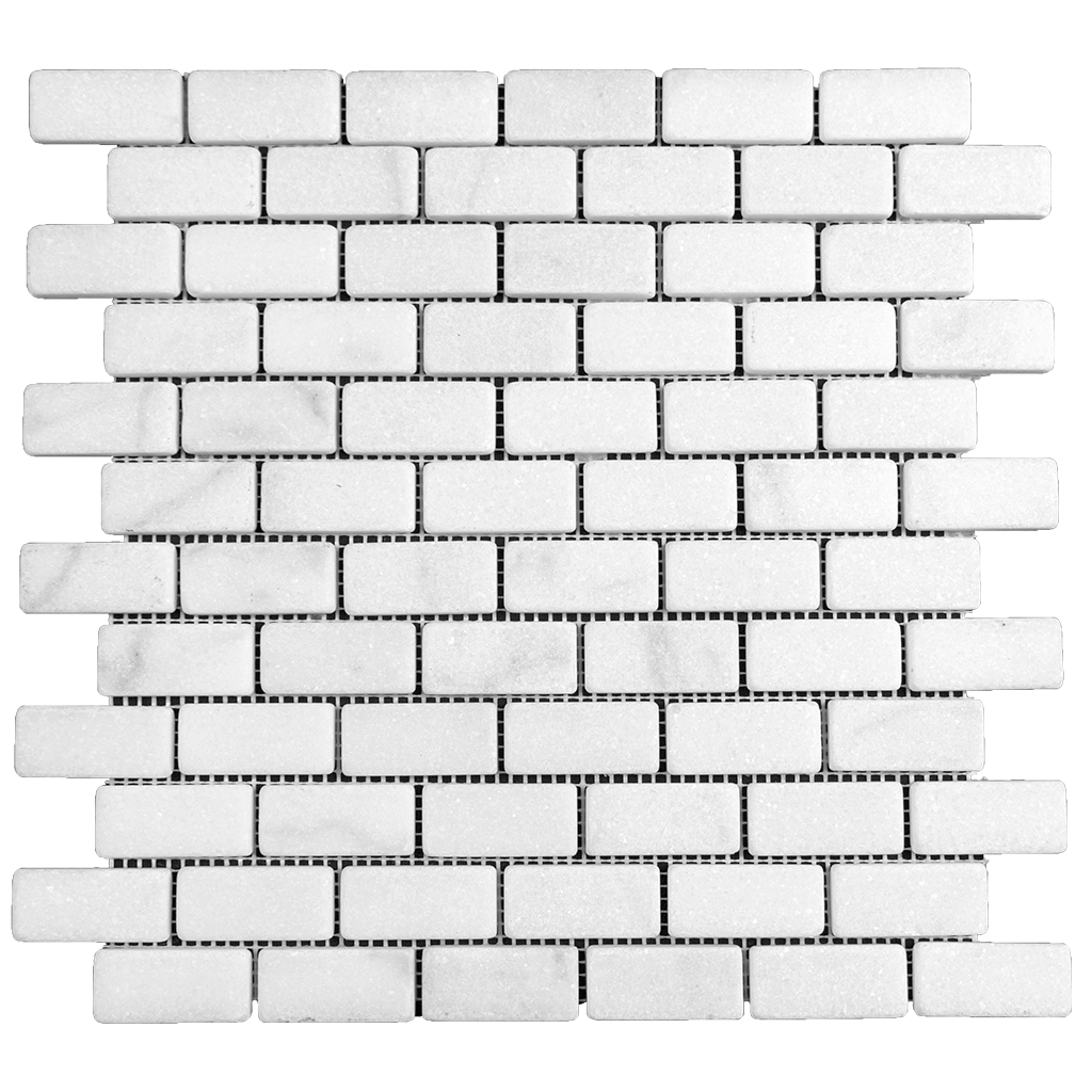 1x2 Bianca Roma Marble Mosaic - Tumbled – Tile Deluxe Shop